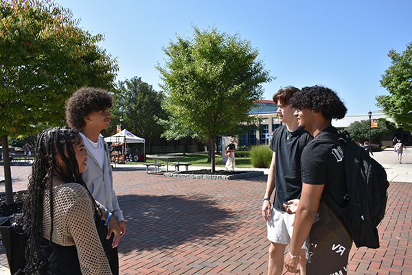 Students outside on campus